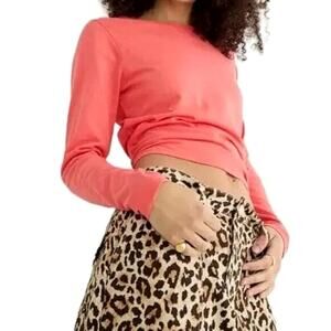 J. Crew Organic Cotton Crop Tee Coral XXS/XS NWT